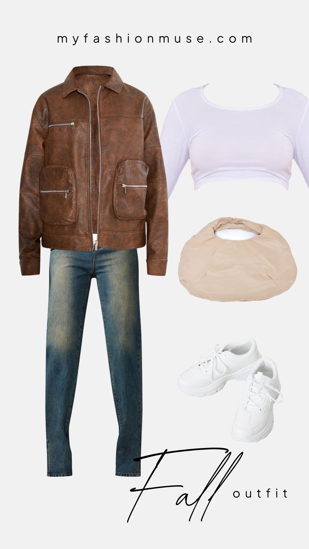 Get the look: Brown leather jacket