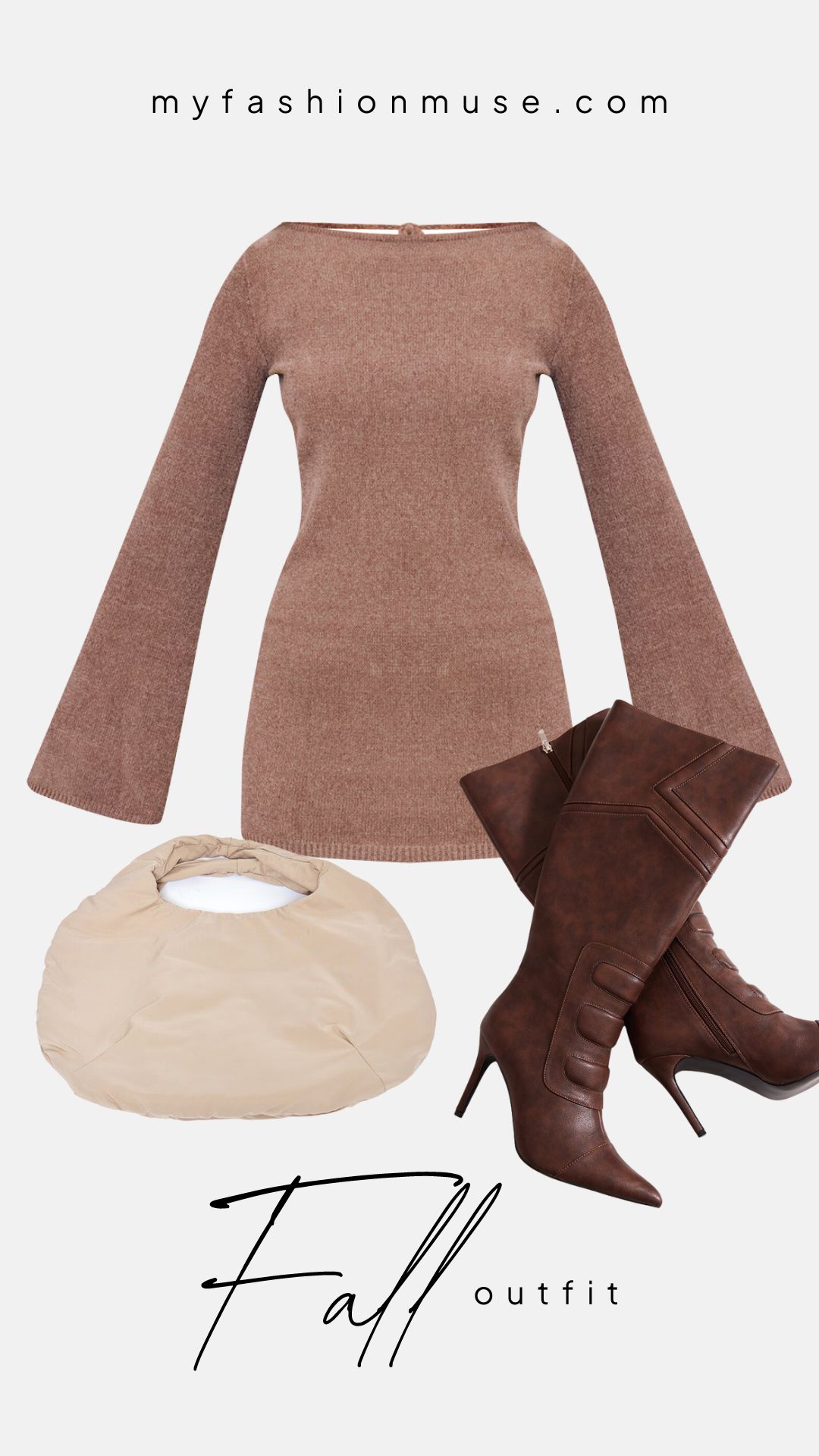 Get the look: Taupe floaty dress